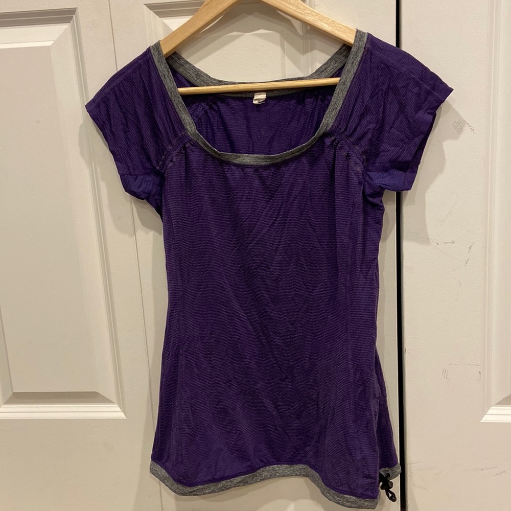 lululemon Purple & Grey Striped Light Tee